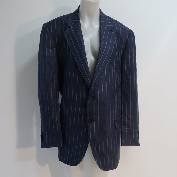 Mens Loro Piana Cashmere Cloud Blue Pinstriped 2 Button Blazer 42R EUR/US 56R - Picture 2 of 10